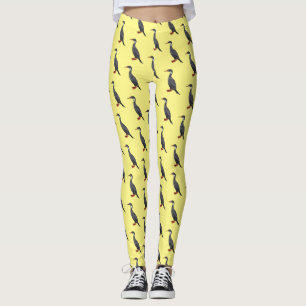 Red-legged cormorant bird cartoon illustration leggings