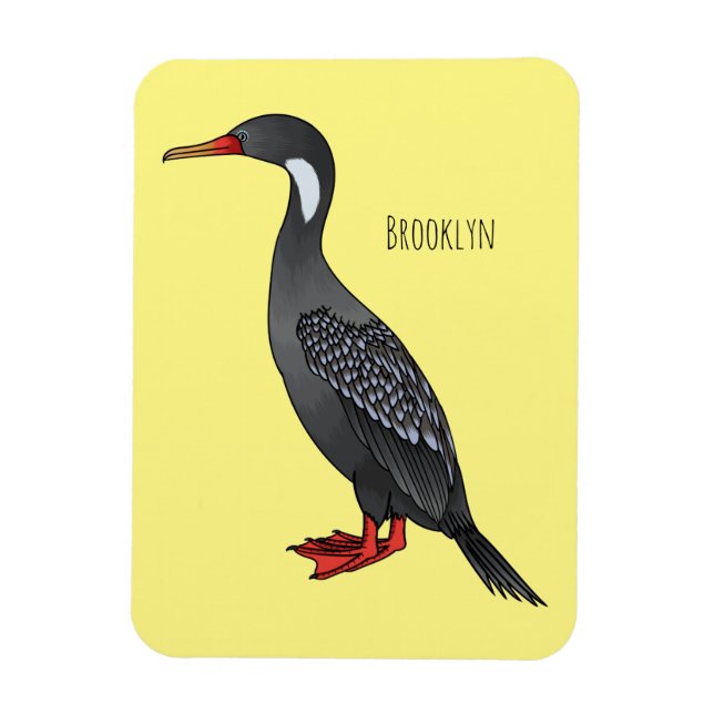 Red-legged cormorant bird cartoon illustration  magnet (Vertical)