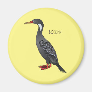 Red-legged cormorant bird cartoon illustration magnet