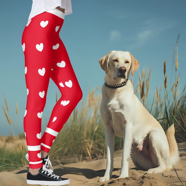 Red Leggings with White Hearts and Stripes  (Creator Uploaded)