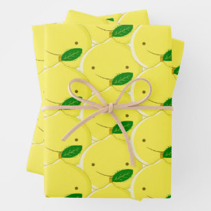 Red Lemon Pattern Wrapping Paper Sheet