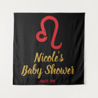 Red LEO Zodiac Sign July August Birthday Backdrop