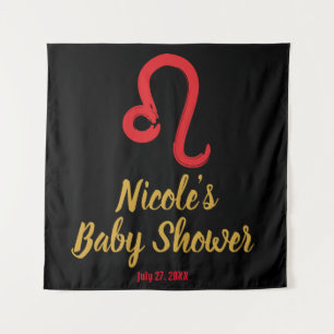 Red LEO Zodiac Sign July August Birthday Backdrop Tapestry