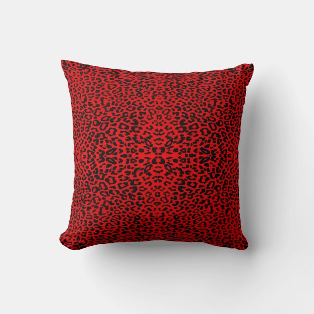 Red Leopard  Abstract Throw Pillow (Front)