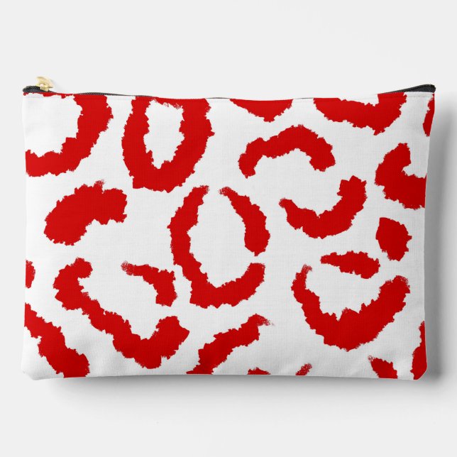 Red Leopard Pattern Accessory Pouch (Front)