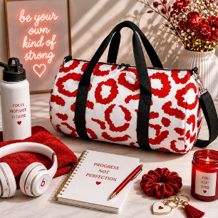 Red Leopard Pattern Duffle Bag