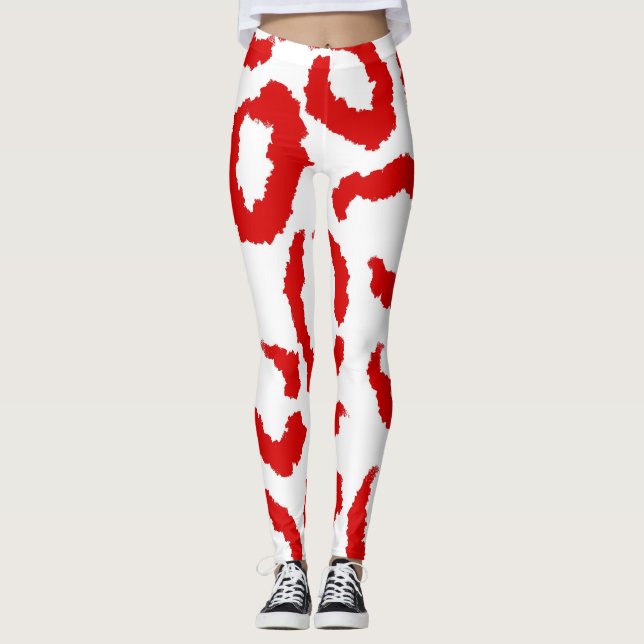 Red Leopard Pattern Leggings (Front)