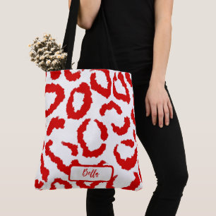 Red Leopard Pattern Tote Bag