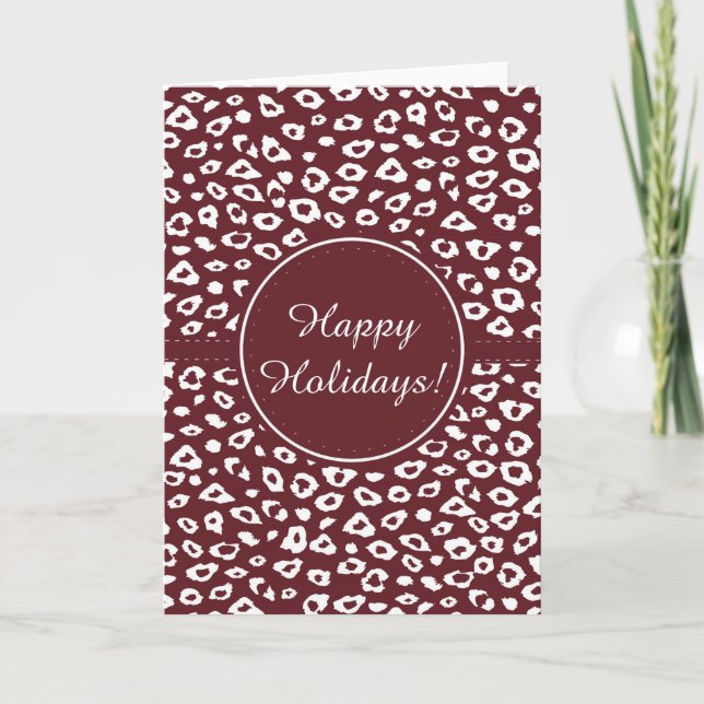 Red Leopard Print Christmas Holiday Card (Front)