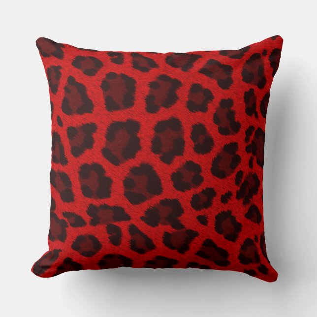 Red Leopard Print Cushion (Front)