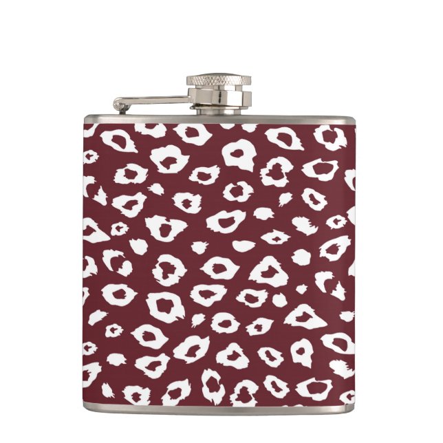 Red Leopard Print Hip Flask (Front)