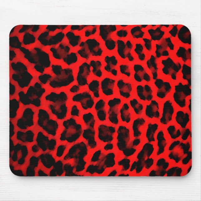 Red Leopard Print Mouse Pad (Front)