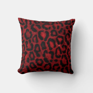 Red Leopard Print Texture Pattern Throw Pillow