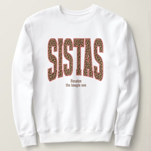 Red + Leopard Print Varsity SISTAS Sweatshirt (Design Front)