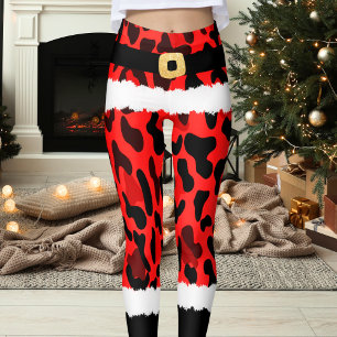 Red Leopard Santa Christmas Leggings