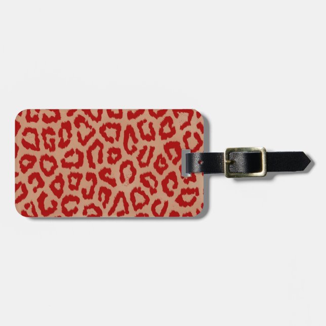 Red Leopard Skin Art Luggage Tag (Front Horizontal)