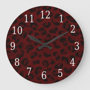 Red Leopard Skin Round Clock