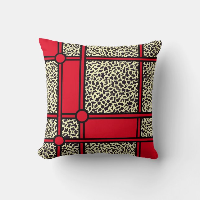 Red Leopard Throw Pillow (Front)