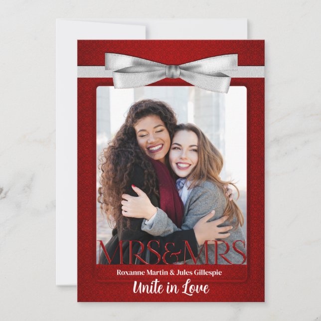 Red Lesbian Gay Two Brides Wedding Invitation (Front)