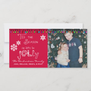 Red Let's Be Jolly Chrstmas Holiday Photo Card
