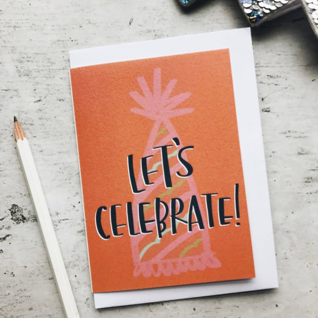 Red Let's Celebrate Birthday Hat Card (Creator Uploaded)