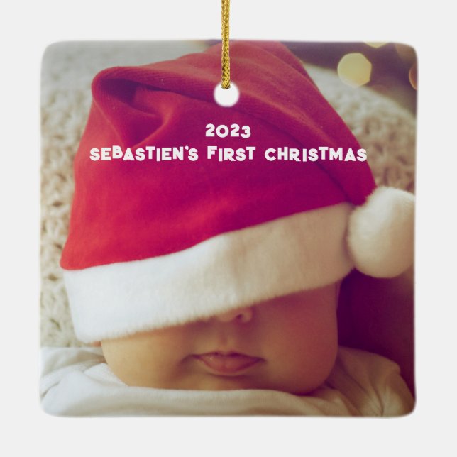 Red Letter to Santa Envelope Reindeer with Photo Ceramic Ornament (Back)