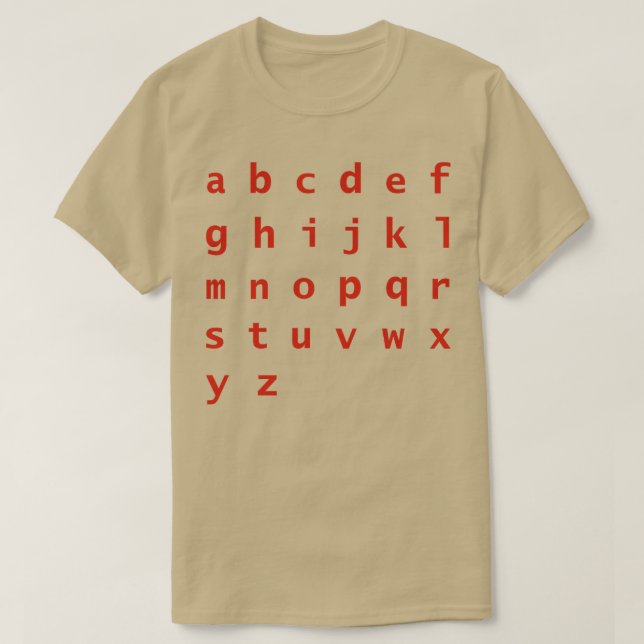 Red Letters Alphabet Typography T-Shirt (Design Front)