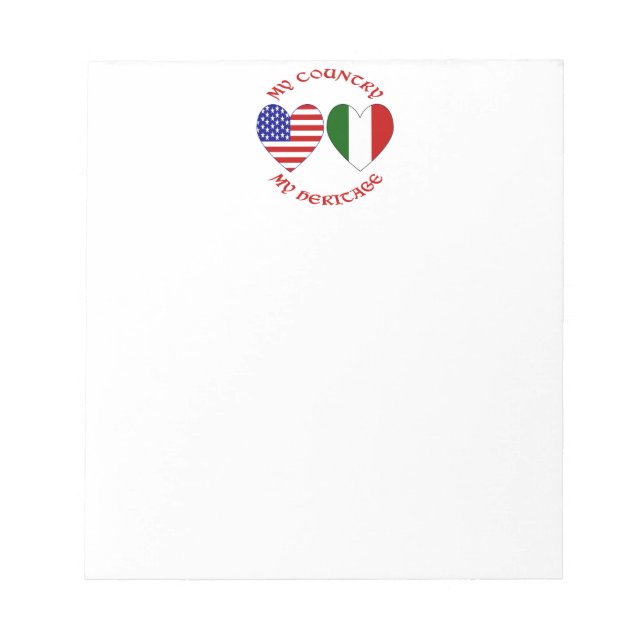 Red Letters Italian USA Country Heritage Notepad (Front)