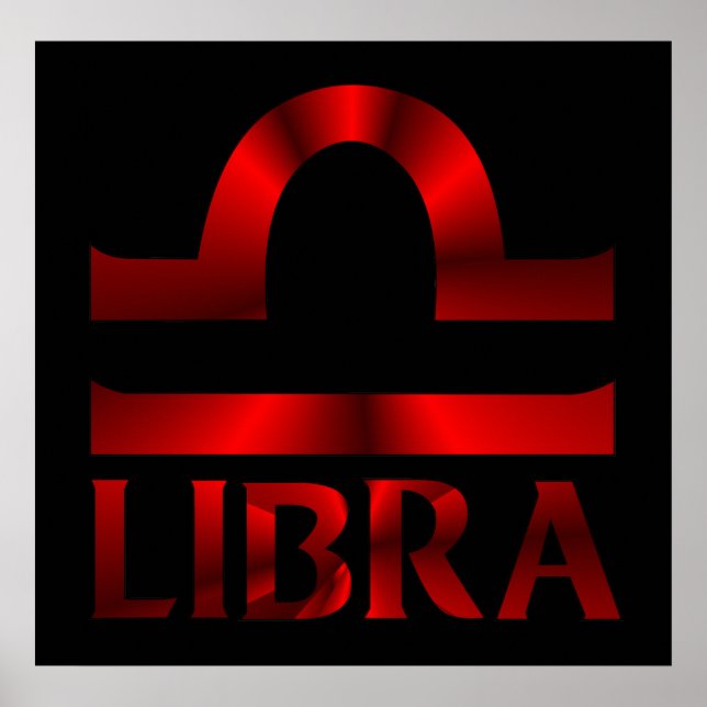 Red Libra Horoscope Symbol Poster (Front)
