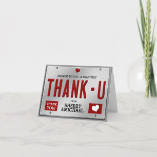 Red License Plate Thank You Card