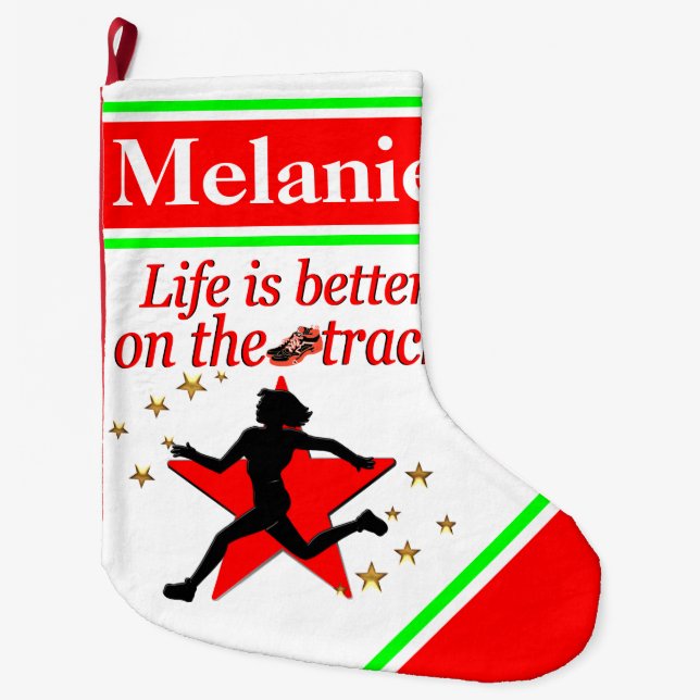 RED LIFE IS ON THE TRACK CUSTOM CHRISTMAS STOCKING (Front)