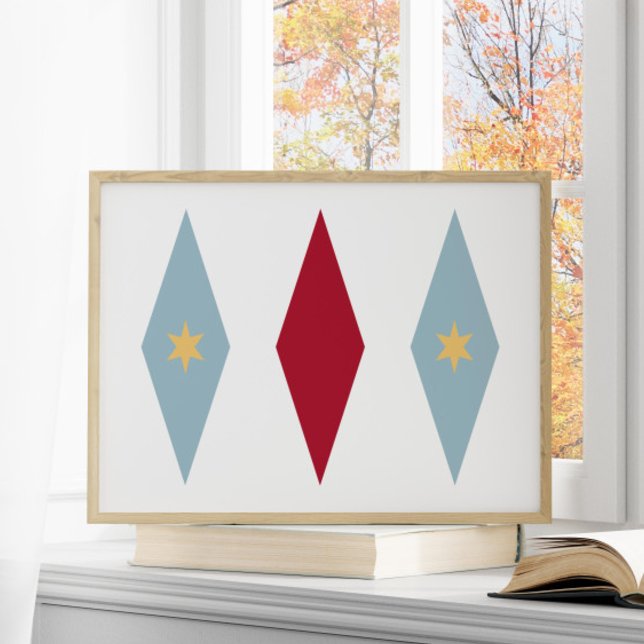 Red Light Blue Yellow Stars Diamonds Argyle Poster (Creator Uploaded)