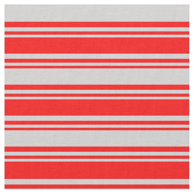Red & Light Grey Coloured Stripes/Lines Pattern Fabric (Close Up)