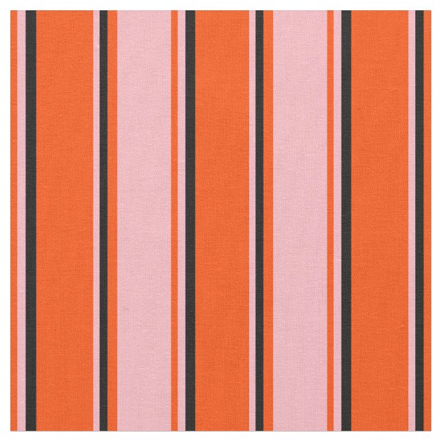 Red, Light Pink, and Black Pattern of Stripes Fabric (Close Up)