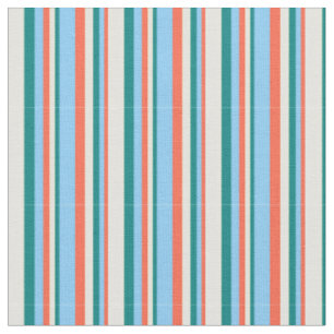 Red, Light Sky Blue, Teal & Light Yellow Coloured Fabric