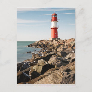 Red lighthouse in Warnemuende Postcard