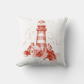 Red Lighthouse Pillow