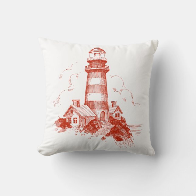 Red Lighthouse Pillow (Front)