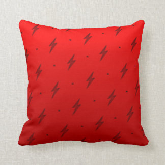 Red Lightning Bolt Flash Pattern Throw Pillow