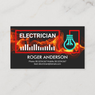 Red Lightning Wire Frame Electrical Contractor Business Card