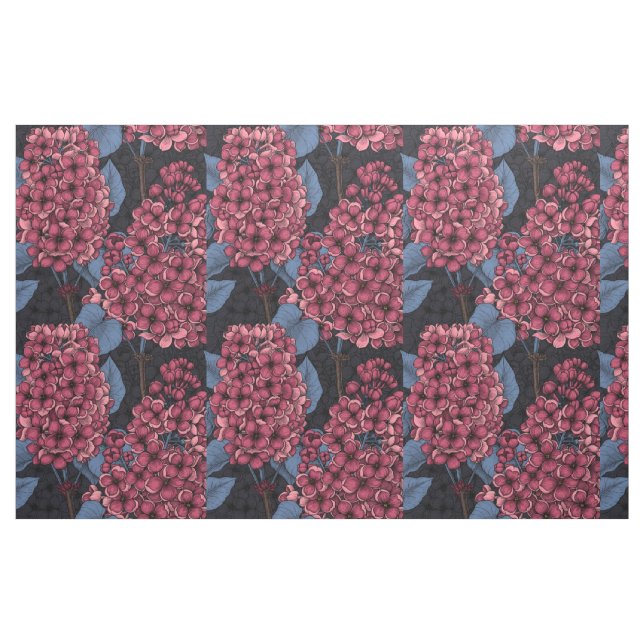 Red lilac on dark blue fabric (Fat Quarter)