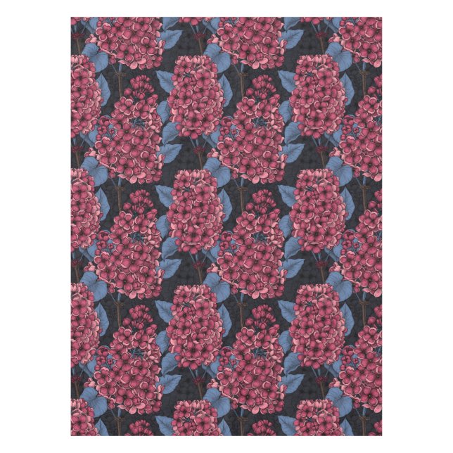 Red lilac on dark blue tablecloth (Front)