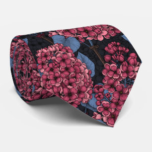 Red lilac on dark blue tie