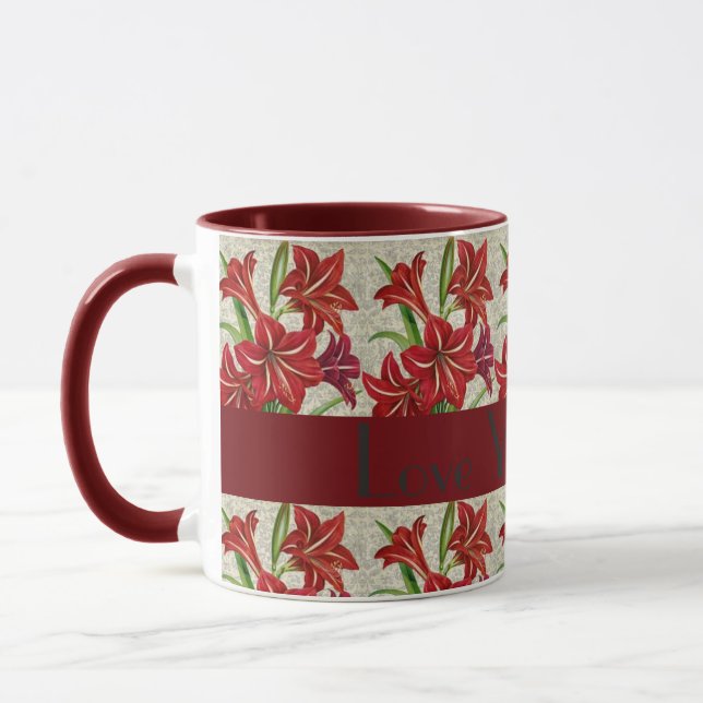 Red Lilies Mother's Day Coffee Mug (Left)