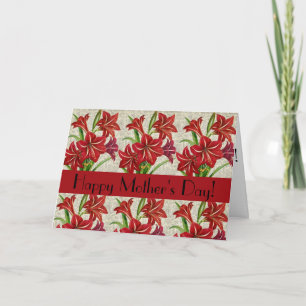 Red Lilies Mother's Day Greeting Card