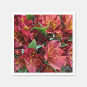 Red Lilies Paper Napkin