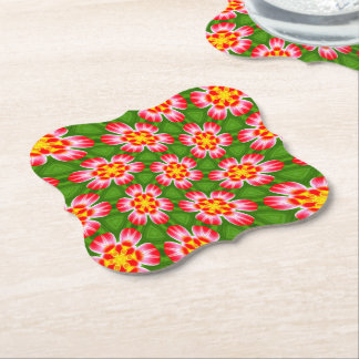 Red Lilies Pattern Paper Coaster