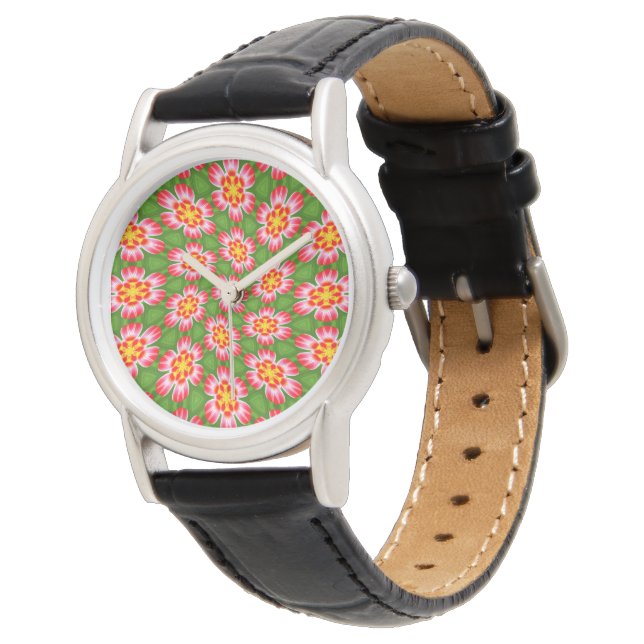 Red Lilies Pattern Watch (Angled)