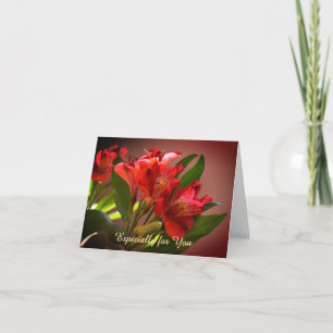Red Lilies Personalizable Birthday Card