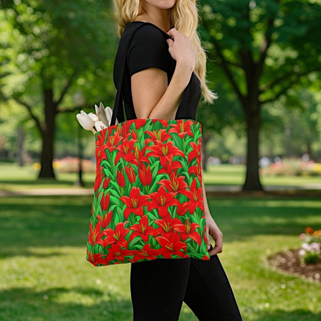 Red Lilies Tote Bag (Creator Uploaded)